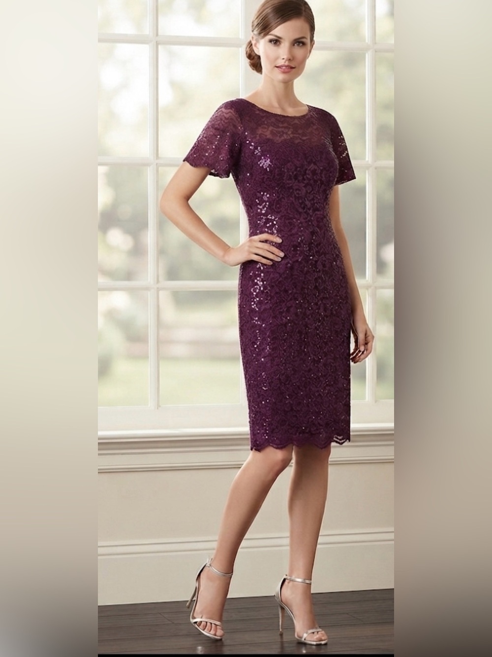 Jackie Jon New York Lace Dress In Wine